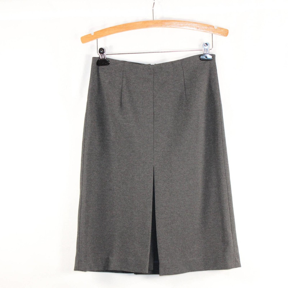 Ann Taylor SZ 0 Grey Stretch Elastic Waist Below Knee Skirt